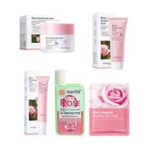 KIT FACIAL ROSAS Y ÁCIDO HIALURONICO BIOAQUA 5 PRODUCTOS