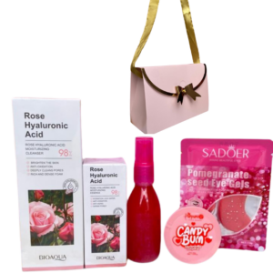 KIT FACIAL REGALO ROSAS Y ÁCIDO HIALURÓNICO BIOAQUA 5 PRODUCTOS