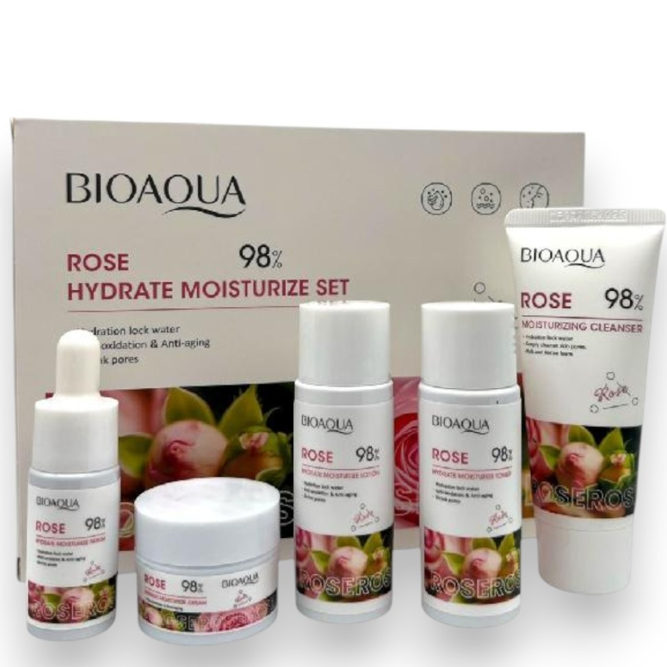 KIT FACIAL MINI VIAJERO ROSAS BIOAQUA 5 PRODUCTOS