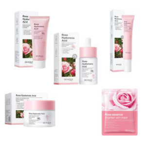 KIT FACIAL ROSAS Y ÁCIDO HIALURONICO BIOAQUA 5 PRODUCTOS